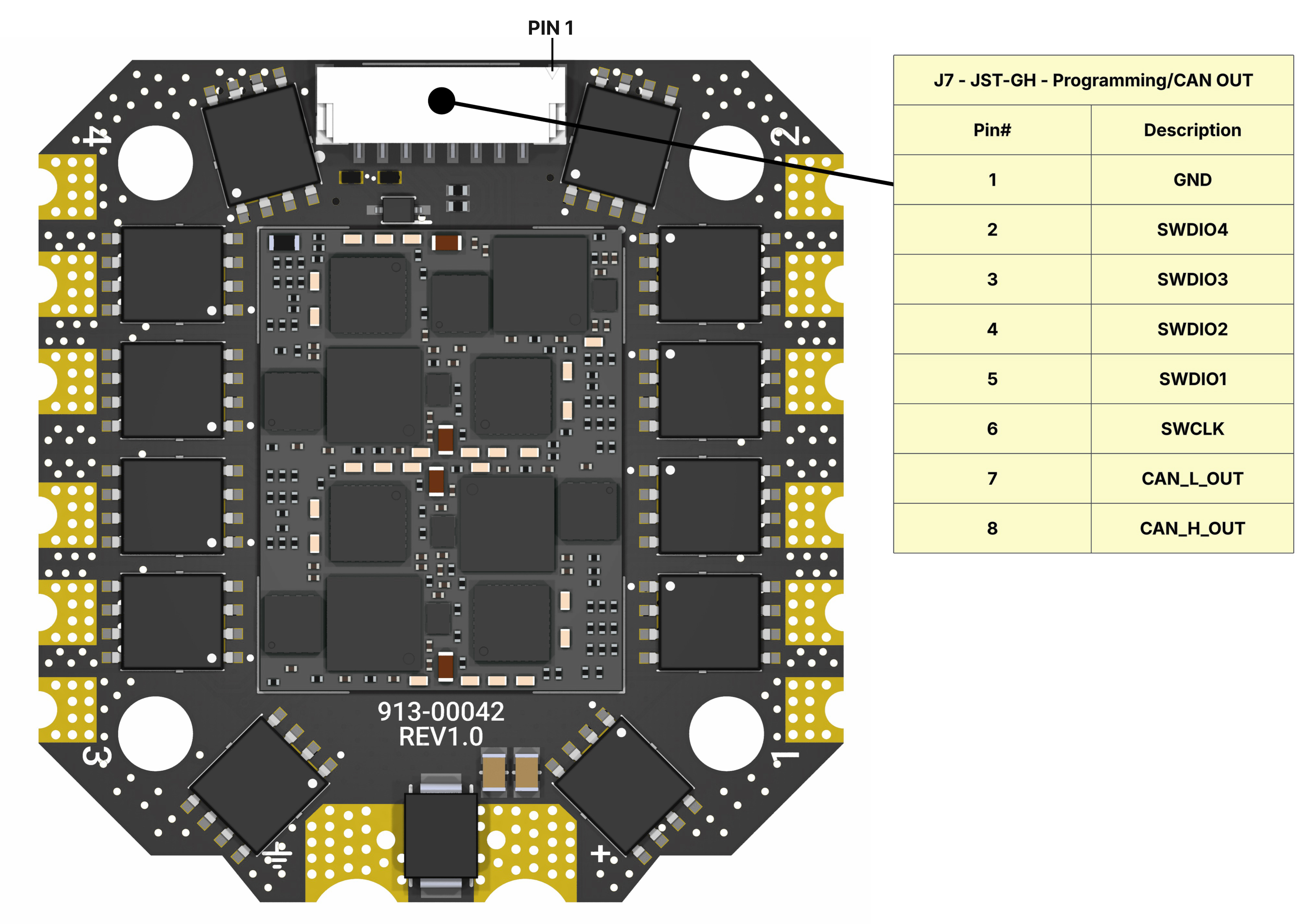 4-in-1 ESC Bottom Connector Pinout