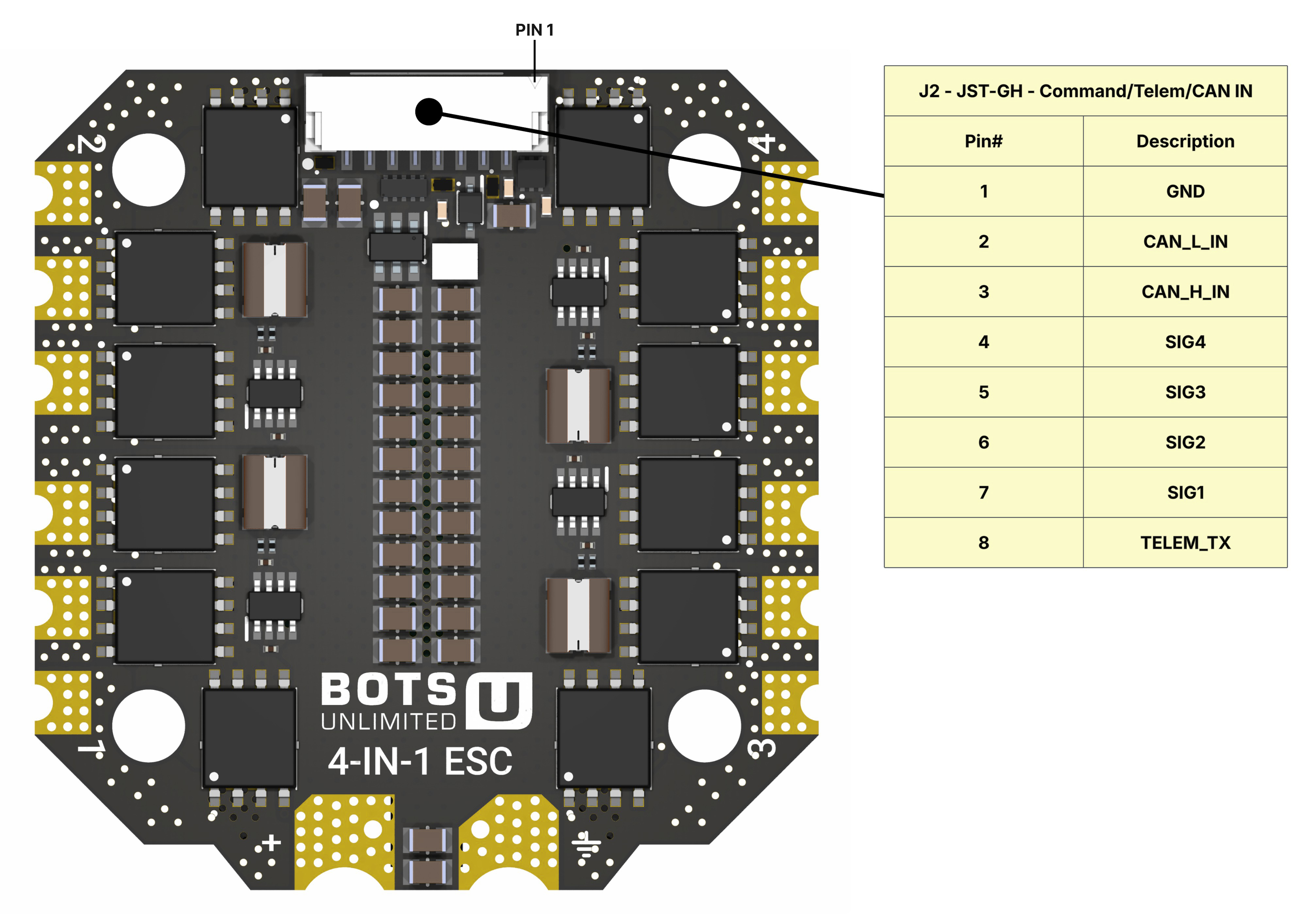 4-in-1 ESC Top Connector Pinout